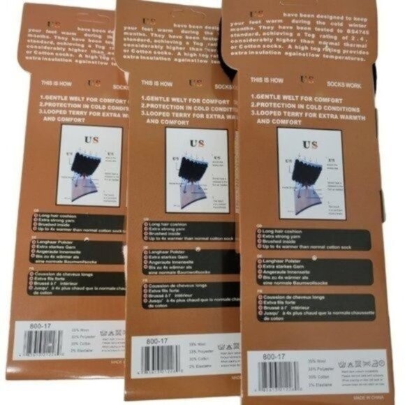 Women Wool Socks Winter Warm Hiking Lamb Merino Wool Socks, Size 9-11 3-Pack NEW - Picture 2 of 4